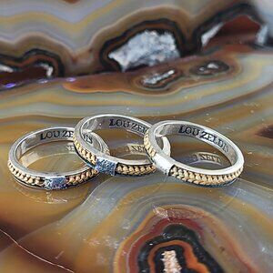 Signed Lou Zeldis Modernist Vine Woven Sterling Silver Rings Artisan Handmade